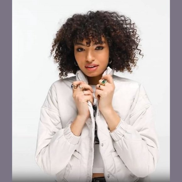 Violet Romance Size 4 Womens Quilted Short Jacket Coat in Stone - Picture 12 of 12